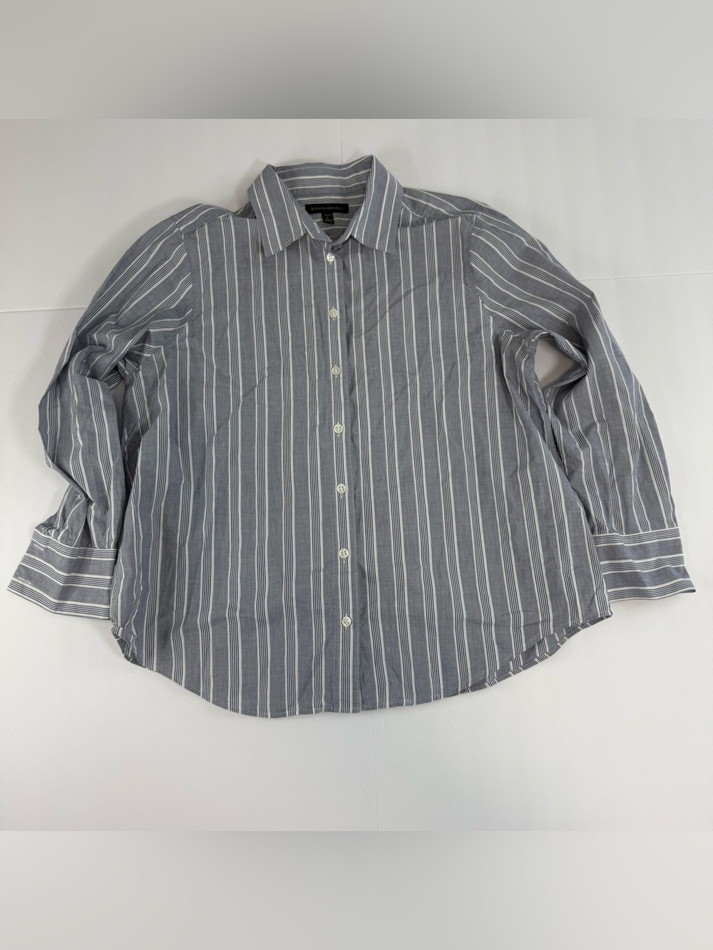 Banana Republic Blue and White Vertical Stripe Button-Down Shirt